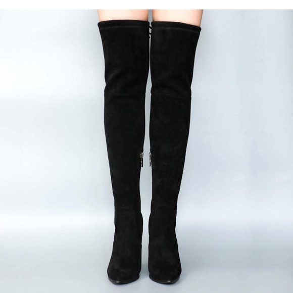JOY IN LOVE Women's Microsuede Over The Knee High Heel Boots black boots - Picture 1 of 12